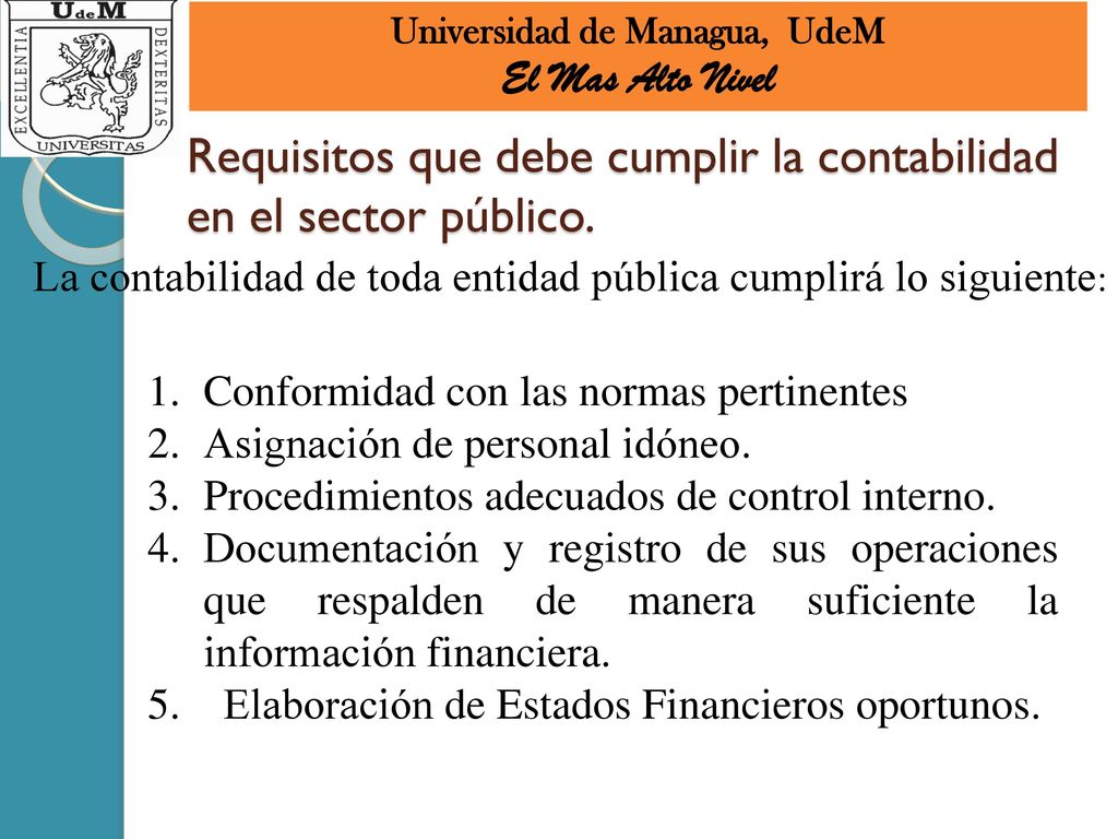 Requisitos que debe cumplir la contabilidad en el sector público.