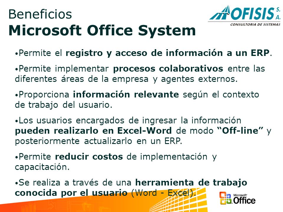 Beneficios Microsoft Office System