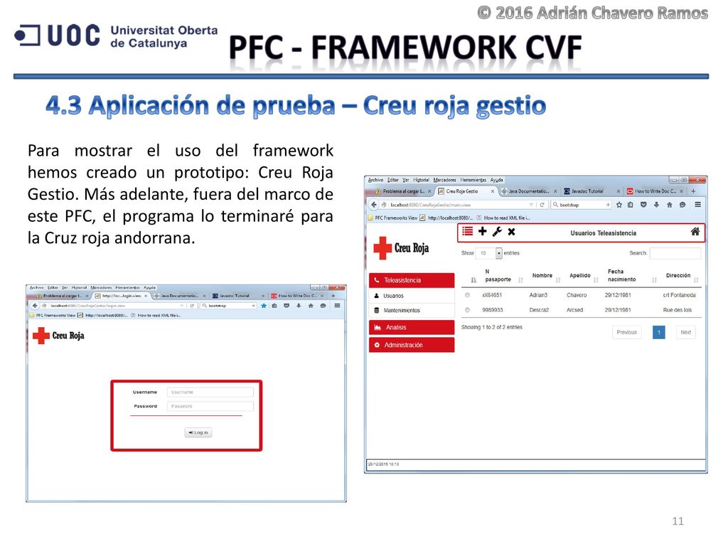 PFC - Framework CVF 4.3 Aplicación de prueba – Creu roja gestio