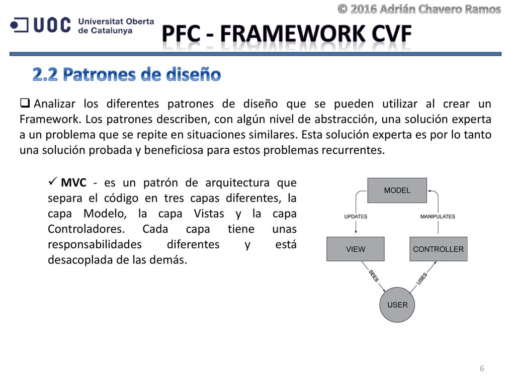 PFC - Framework CVF 2.2 Patrones de diseño © 2016 Adrián Chavero Ramos