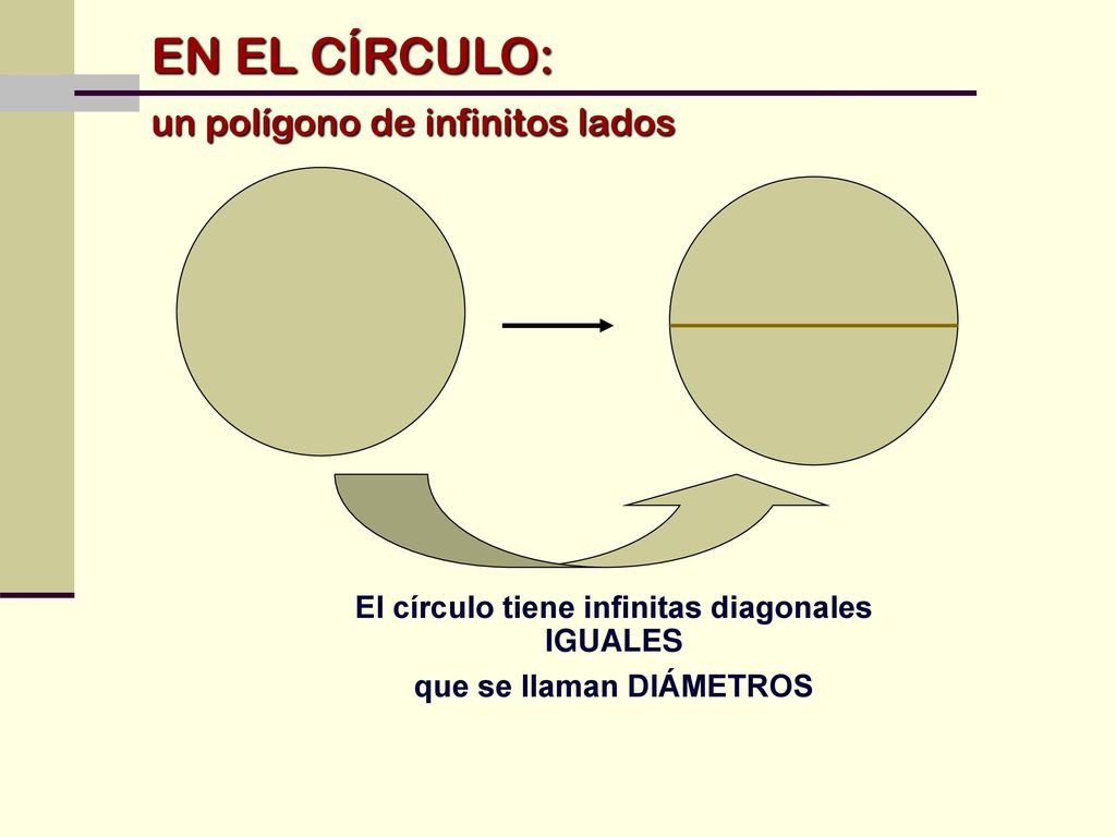 El círculo tiene infinitas diagonales IGUALES que se llaman DIÁMETROS