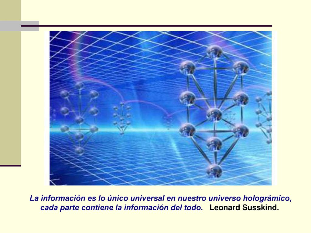 La información es lo único universal en nuestro universo holográmico, cada parte contiene la información del todo.