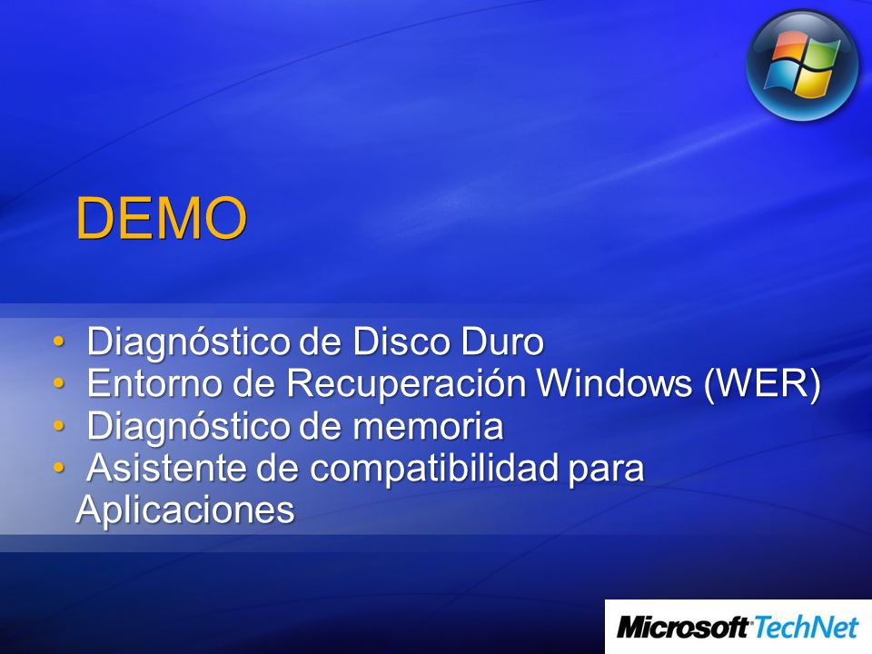 DEMO Diagnóstico de Disco Duro Entorno de Recuperación Windows (WER)