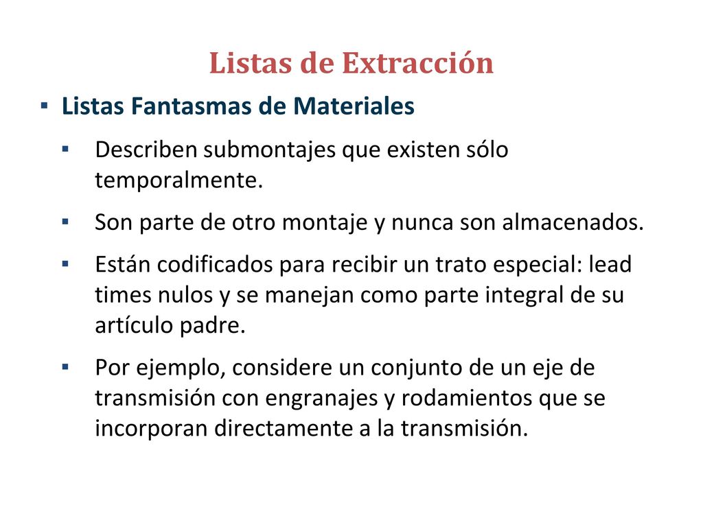 Listas de Extracción Codificación de nivel inferior