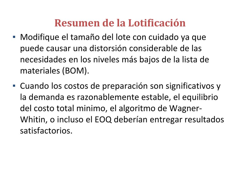 Extensiones del MRP MRP de Bucle Cerrado Planificación de la Capacidad