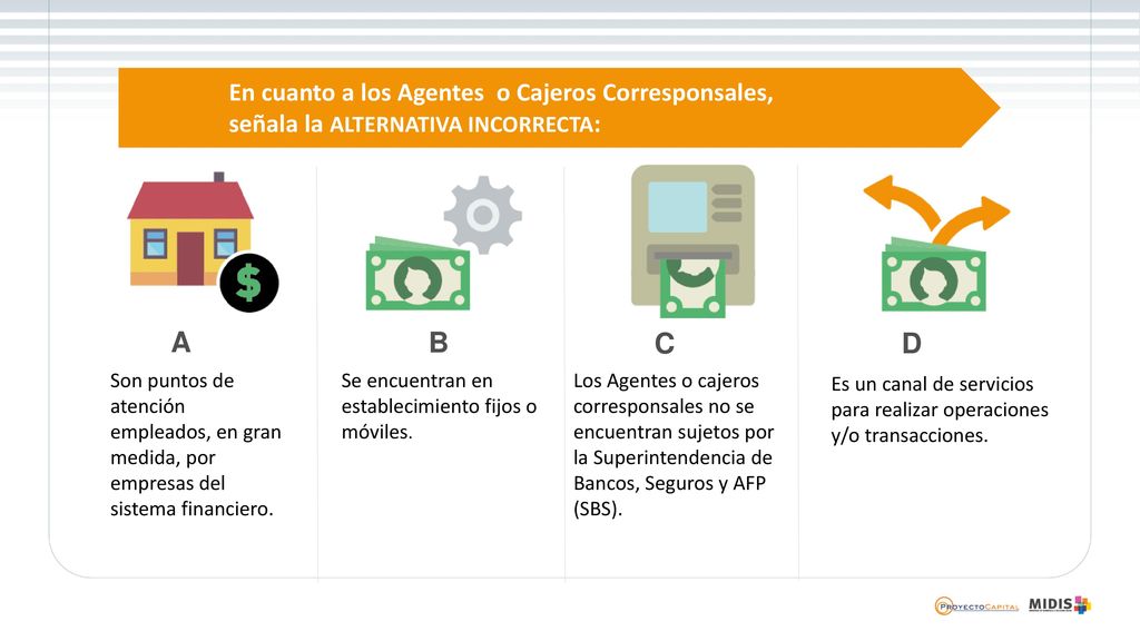 A B C D En cuanto a los Agentes o Cajeros Corresponsales,