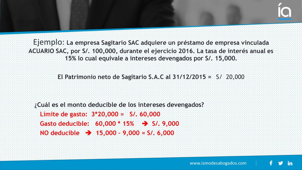 El Patrimonio neto de Sagitario S.A.C al 31/12/2015 = S/ 20,000