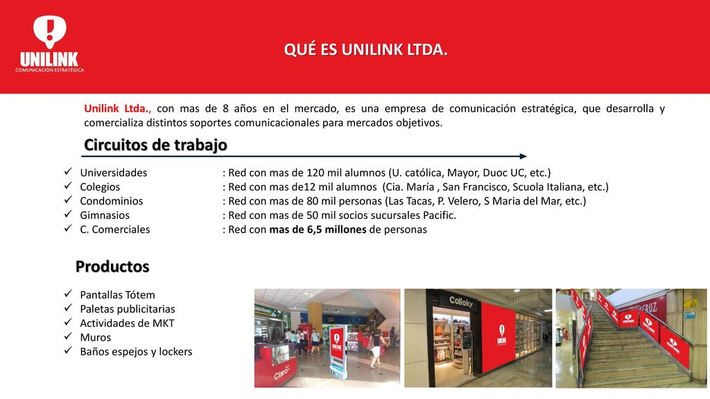 QUÉ ES UNILINK LTDA. Circuitos de trabajo Productos