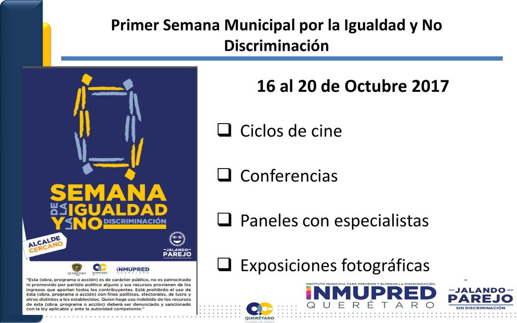 Primer Semana Municipal por la Igualdad y No Discriminación