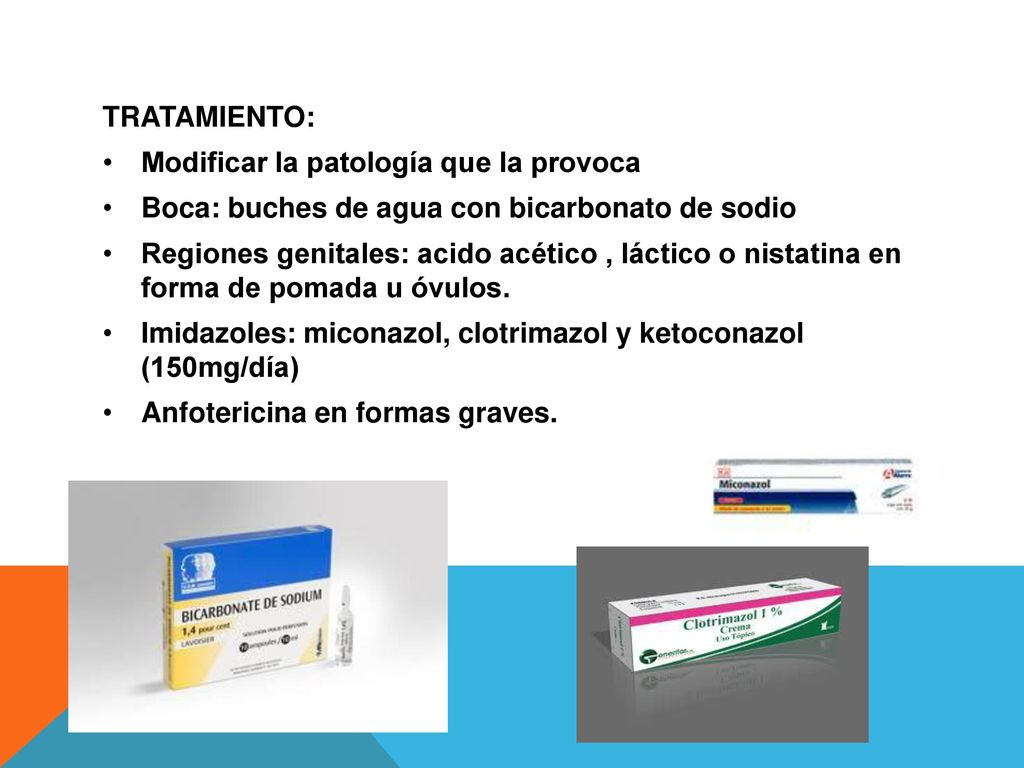 TRATAMIENTO: Modificar la patología que la provoca. Boca: buches de agua con bicarbonato de sodio.
