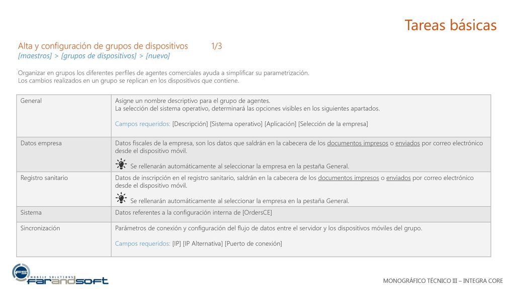 Tareas básicas Alta y configuración de grupos de dispositivos 1/3