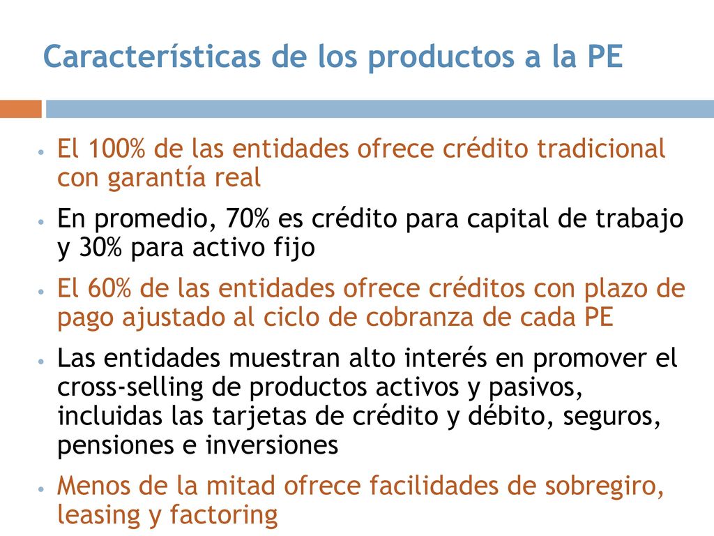 Características de los productos a la PE