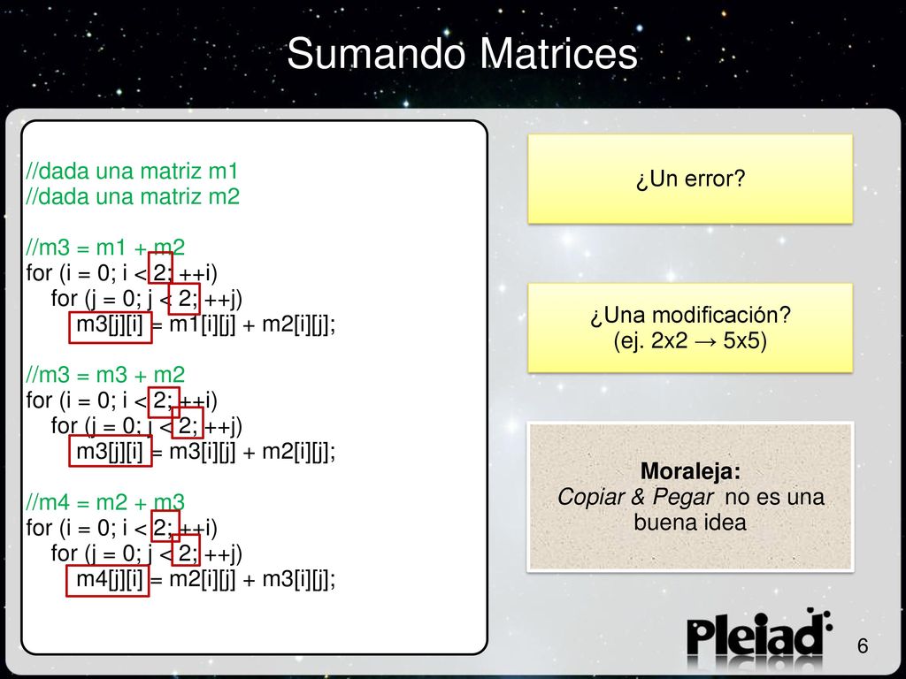 Sumando Matrices //dada una matriz m1 //dada una matriz m2