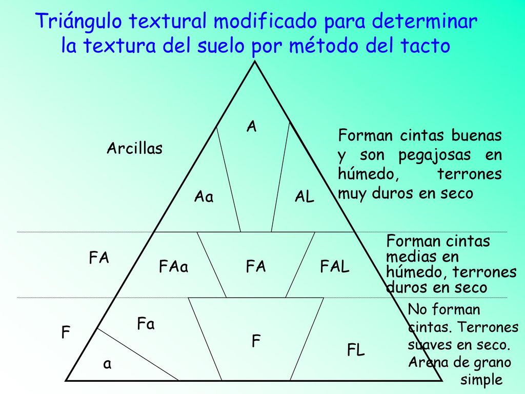 Triángulo textural modificado para determinar la textura del suelo por método del tacto
