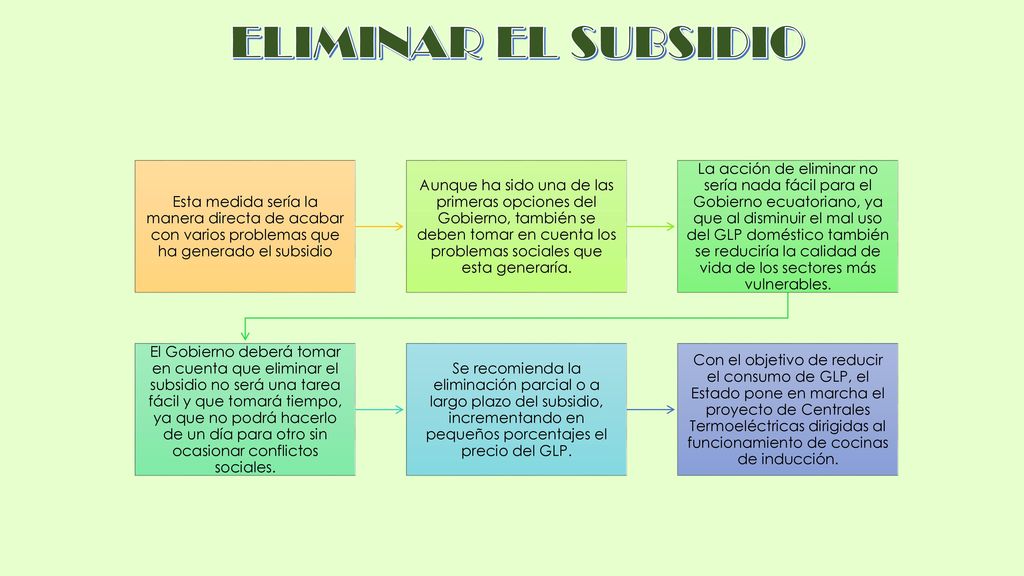 ELIMINAR EL SUBSIDIO Esta medida sería la manera directa de acabar con varios problemas que ha generado el subsidio.