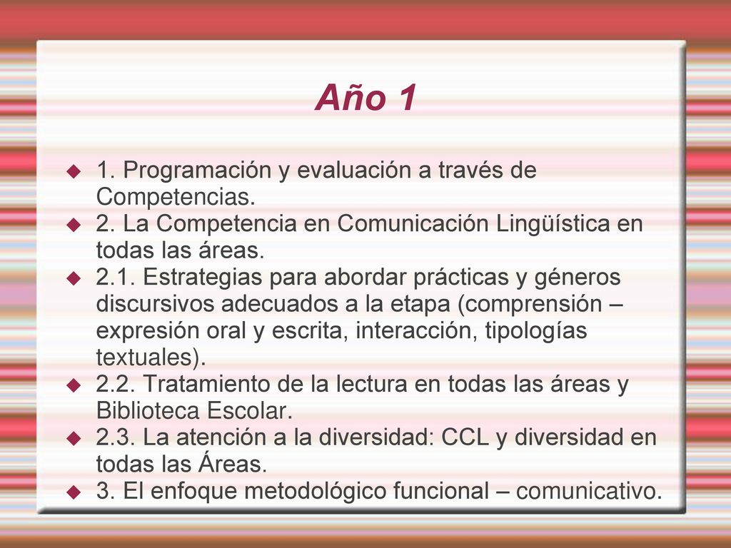 Año 1 1. Programación y evaluación a través de Competencias.