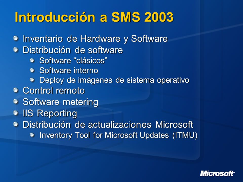 Introducción a SMS 2003 Inventario de Hardware y Software
