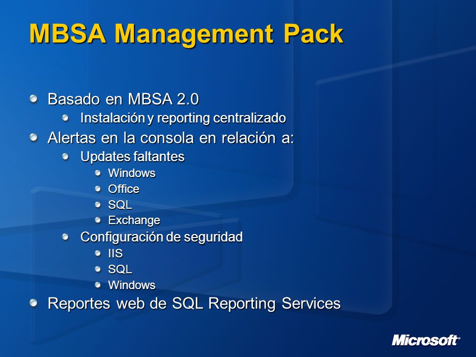 MBSA Management Pack Basado en MBSA 2.0