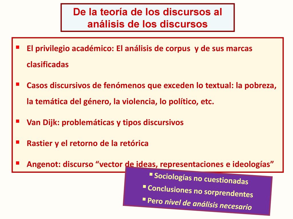 De la teoría de los discursos al análisis de los discursos
