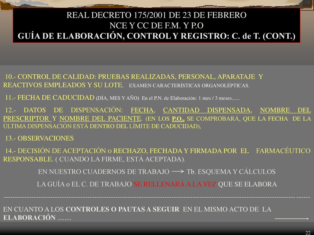 GUÍA DE ELABORACIÓN, CONTROL Y REGISTRO: C. de T. (CONT.)