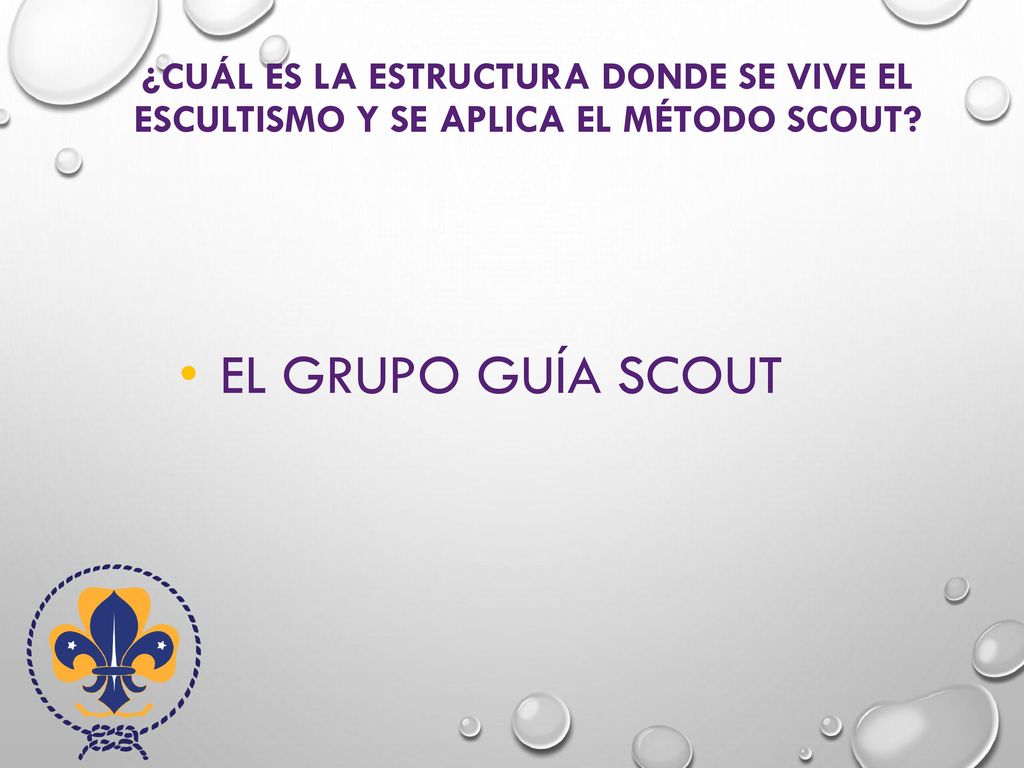 ¿Cuál ES LA ESTRUCTURA DONDE se vive el escultismo y se APLICA EL MÉTODO SCOUT