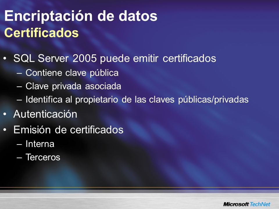 Encriptación de datos Certificados