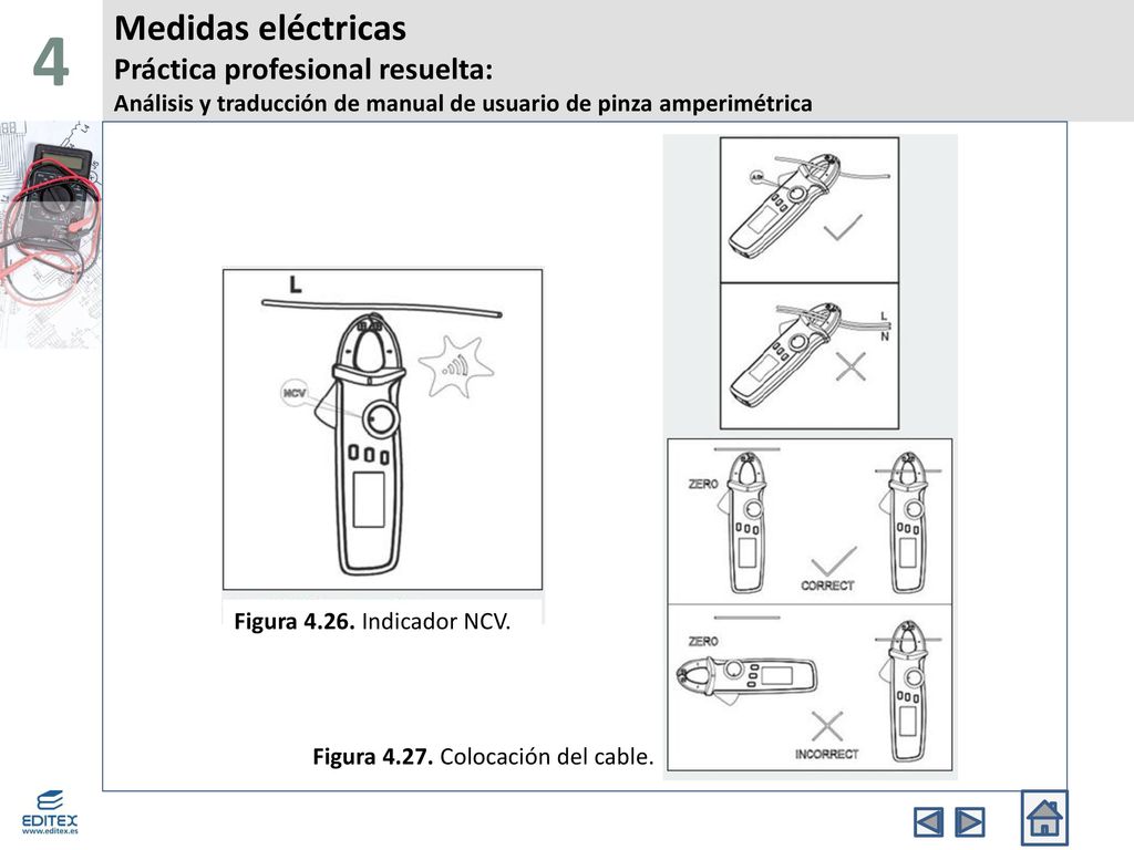 4 Medidas eléctricas Práctica profesional resuelta: Análisis y traducción de manual de usuario de pinza amperimétrica.