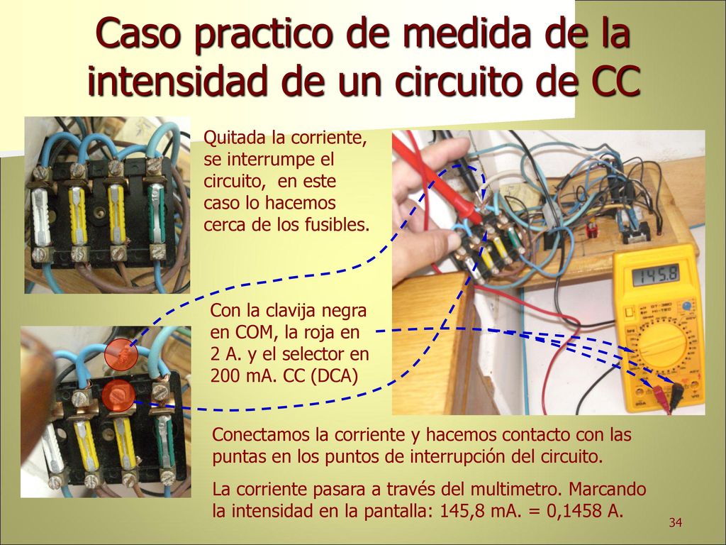 Caso practico de medida de la intensidad de un circuito de CC