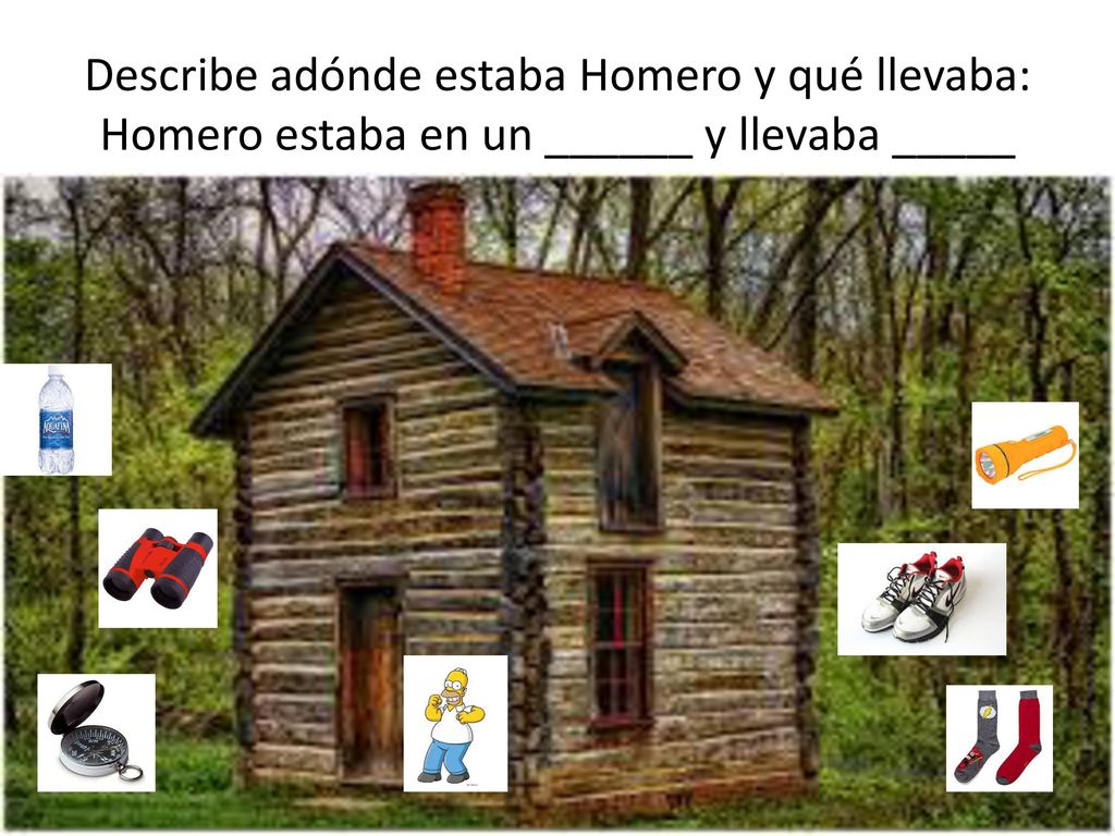 Describe adónde estaba Homero y qué llevaba: Homero estaba en un ______ y llevaba _____