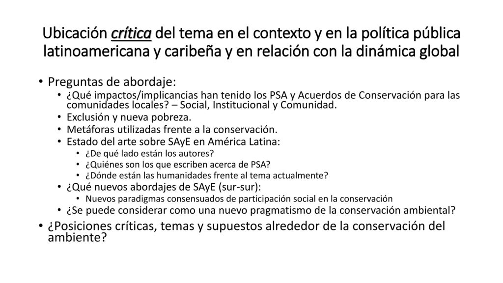 Ubicación crítica del tema en el contexto y en la política pública latinoamericana y caribeña y en relación con la dinámica global