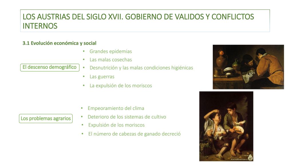 Los Austrias del siglo XVII. Gobierno de validos y conflictos internos