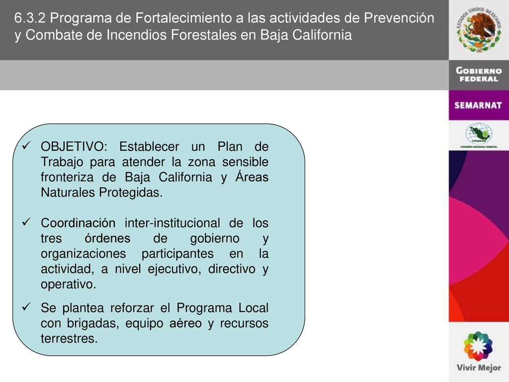 6.3.2 Programa de Fortalecimiento a las actividades de Prevención y Combate de Incendios Forestales en Baja California