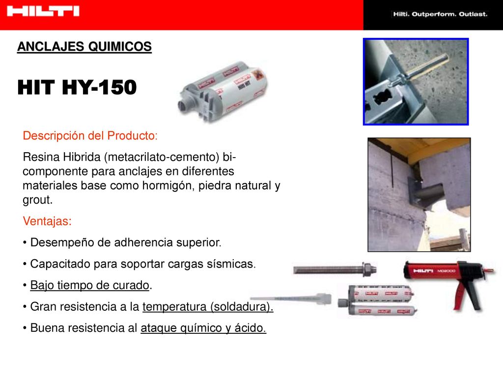 HIT HY-150 ANCLAJES QUIMICOS Descripción del Producto: