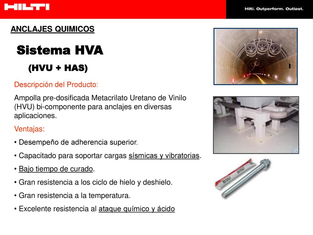Sistema HVA (HVU + HAS) ANCLAJES QUIMICOS Descripción del Producto: