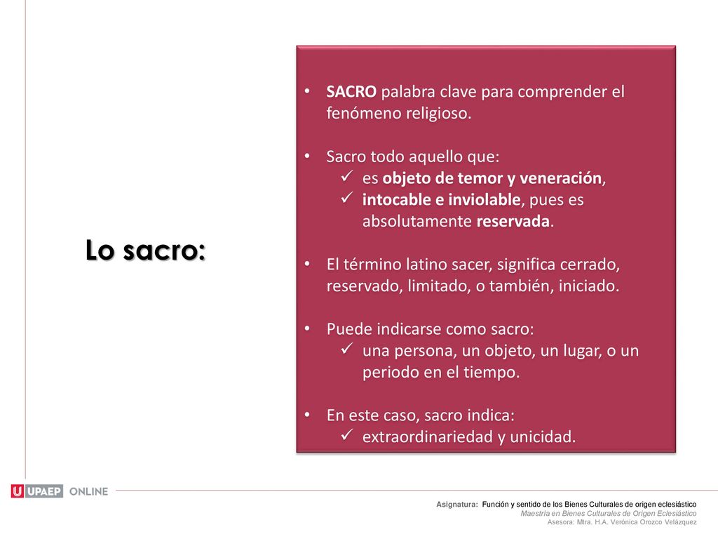 Lo sacro: SACRO palabra clave para comprender el fenómeno religioso.