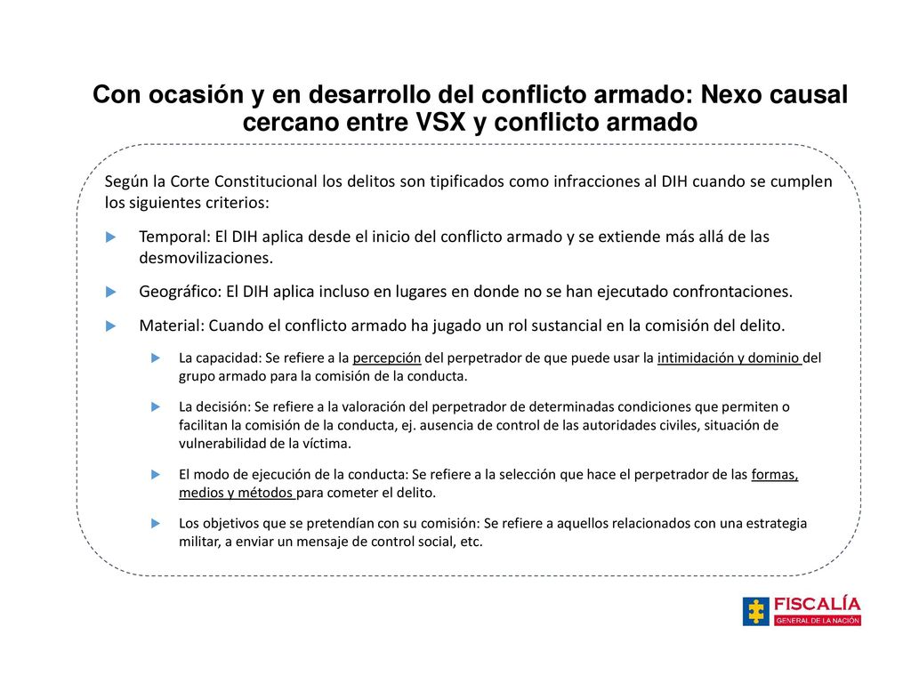 Con ocasión y en desarrollo del conflicto armado: Nexo causal cercano entre VSX y conflicto armado
