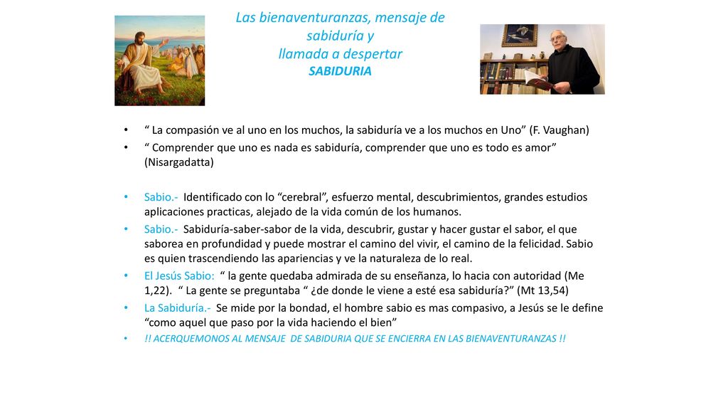 Las bienaventuranzas, mensaje de sabiduría y llamada a despertar SABIDURIA
