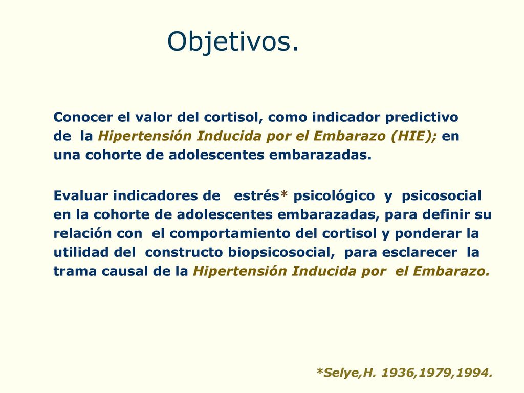 Objetivos. Conocer el valor del cortisol, como indicador predictivo