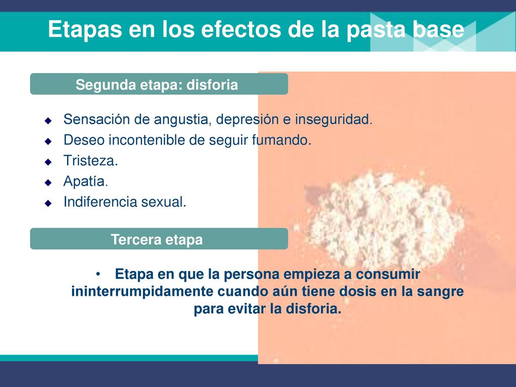 Etapas en los efectos de la pasta base Segunda etapa: disforia