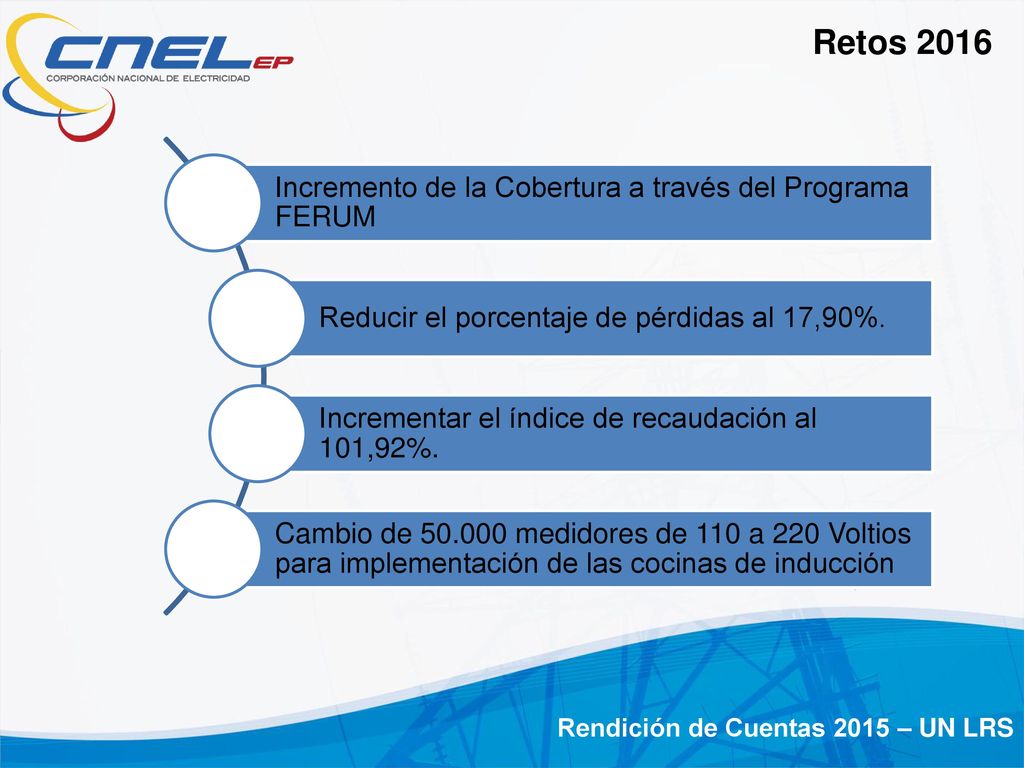 Retos 2016 Incremento de la Cobertura a través del Programa FERUM