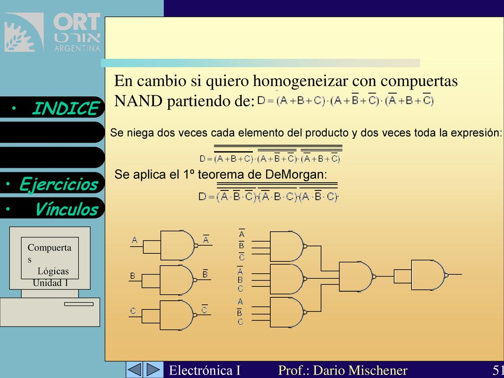 En cambio si quiero homogeneizar con compuertas NAND partiendo de: