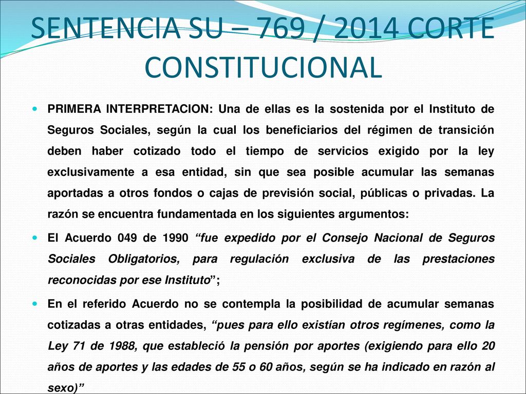SENTENCIA SU – 769 / 2014 CORTE CONSTITUCIONAL
