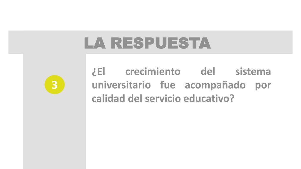 LA RESPUESTA ¿El crecimiento del sistema universitario fue acompañado por calidad del servicio educativo