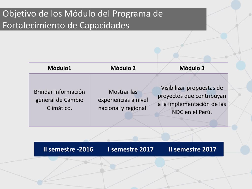 Objetivo de los Módulo del Programa de Fortalecimiento de Capacidades