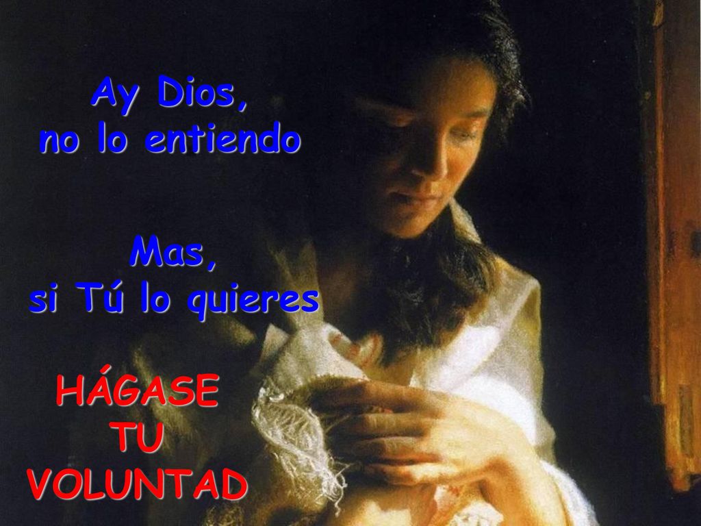 Ay Dios, no lo entiendo Mas, si Tú lo quieres HÁGASE TU VOLUNTAD