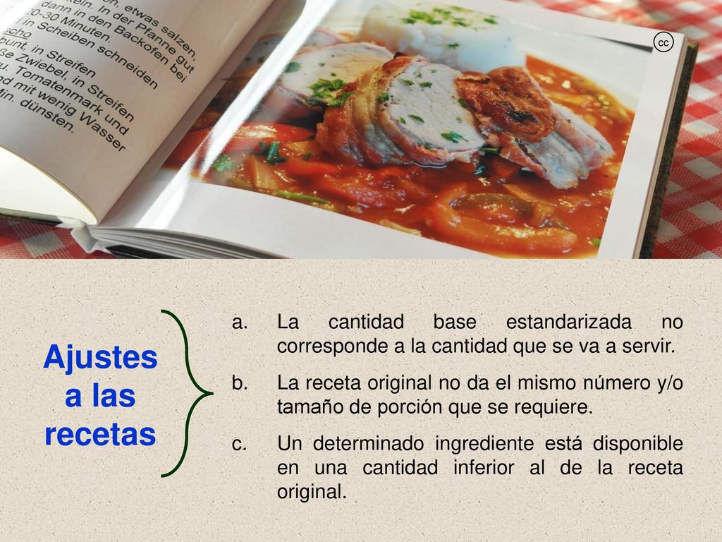 La cantidad base estandarizada no corresponde a la cantidad que se va a servir.