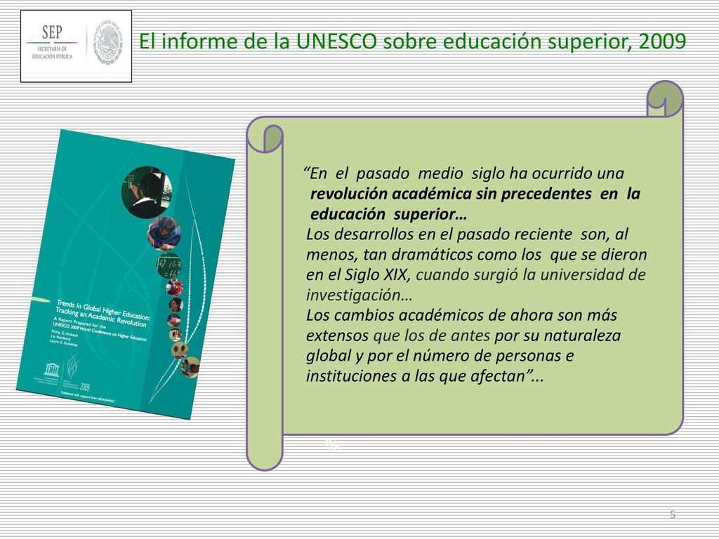 El informe de la UNESCO sobre educación superior, 2009
