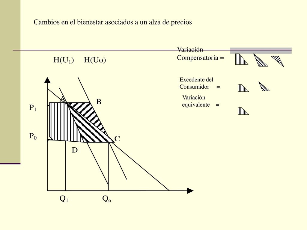 Cambios en el bienestar asociados a un alza de precios