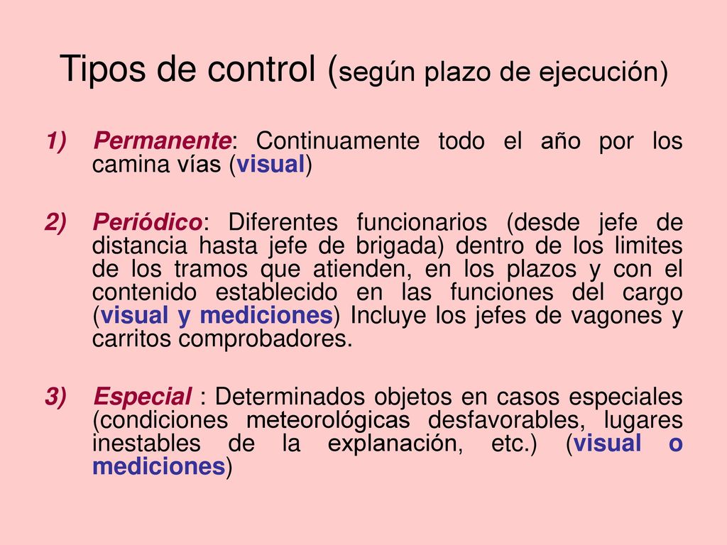 Tipos de control (según plazo de ejecución)