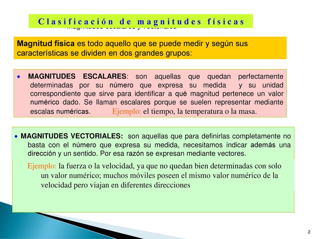 C l a s i f i c a c i ó n d e m a g n i t u d e s f í s i c a s